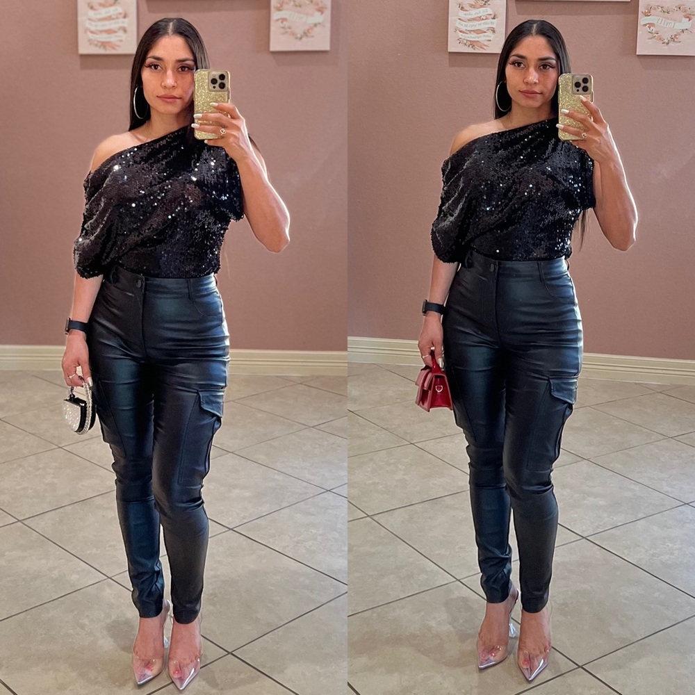 Belia Asymmetrical Sequin Top